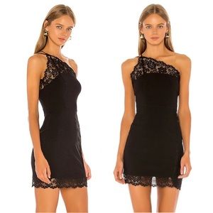 NWT Free People Premonitions Bodycon Slip Dress Black Lace Size S Asymmetrical